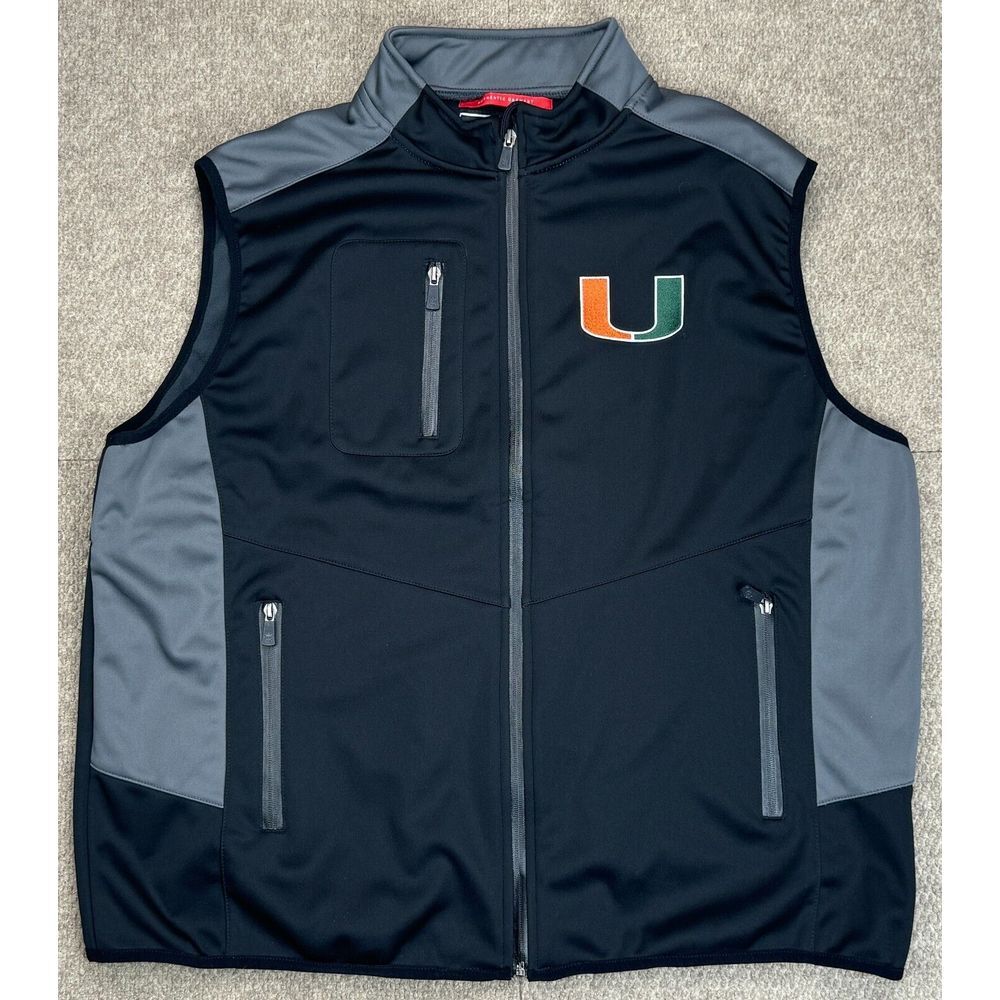 Franchise Club NCAA University Of Miami Authentic Garment Full Zip Vest Size XL